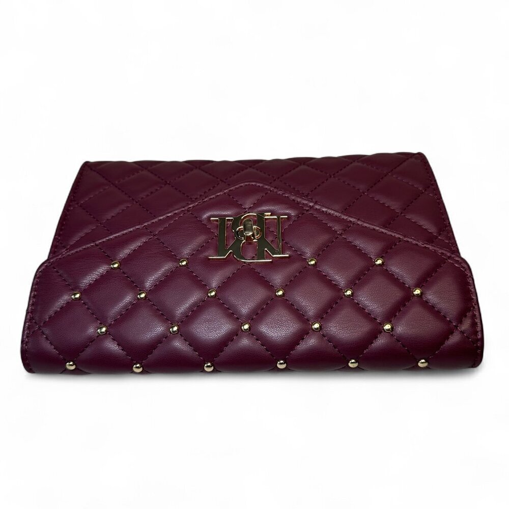Badgley Mischka Diamond Quilt Convertible Crossbody - Plum/Burgundy - Picture 4 of 16